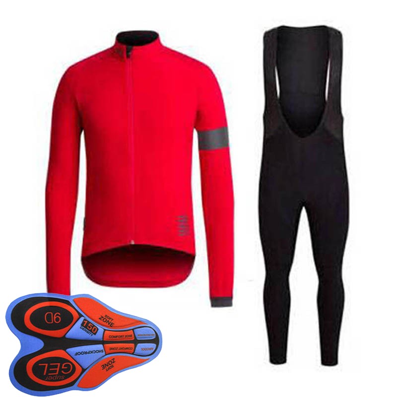 

RAPHA team Cycling long Sleeves jersey (bib) pants sets Tour de France Spring and Autumn Bisiklet wear bike MTB clothes 101116F, Black;red