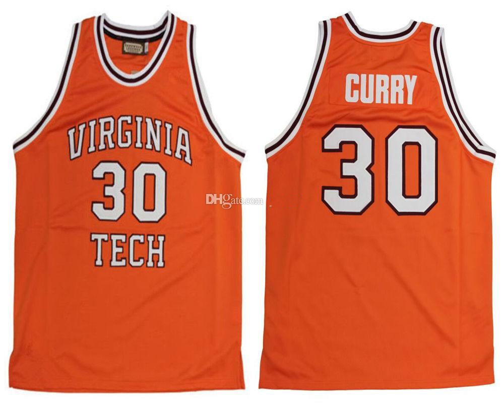 

#30 Dell Curry Virginia Tech Hokies College Retro Classic Basketball Jersey Mens Stitched Custom Number and name Jerseys, Orange
