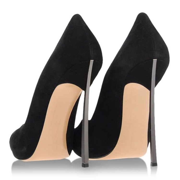 

designer shoes new fashion shoes pointed toes black micro suded slip on women pumps chic high heels women party shoes