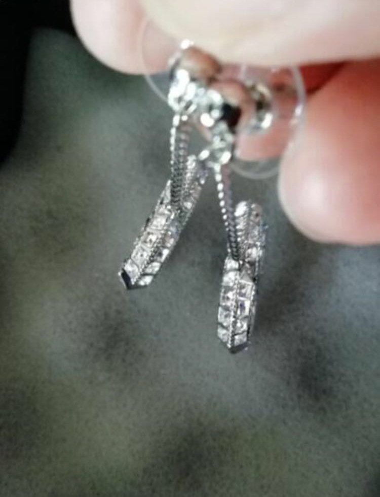 

Fashion diamond hoop earrings aretes for lady women Party wedding lovers gift engagement jewelry for Bride With BOX, Silver