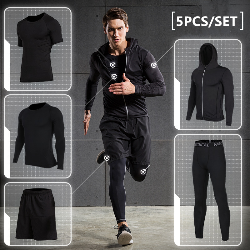 

Workout Warm Sport Suit Men Running Sets Clothes Compression Basketball Gym Fitness Training Suits Breathable Jogging Sportswear, 15