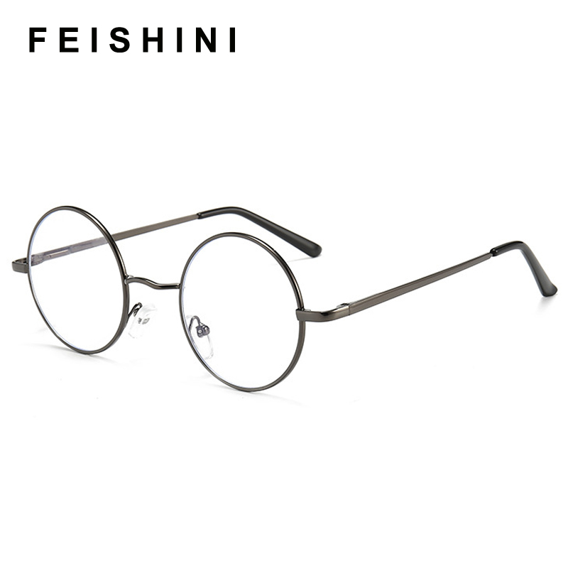 

2020 tiny round computer glasses frame women rays radiation optical eyeglasses frames metal anti blue light glasses men, White;black