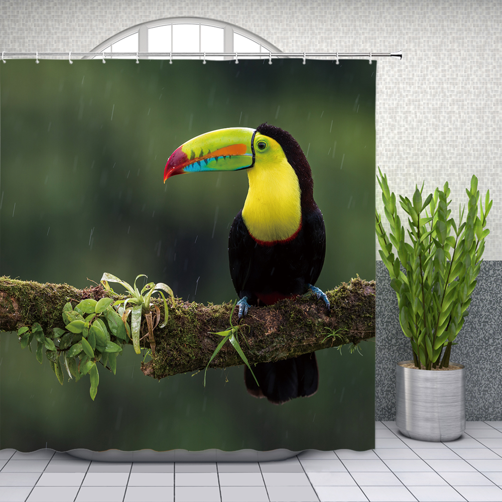 Toucan Parrot Pineapple Tropical Modern Bathroom Waterproof Bath Shower Curtain Toucan Parrot Pineapple Tropical Modern Bathroom Waterproof Bath Shower Curtain