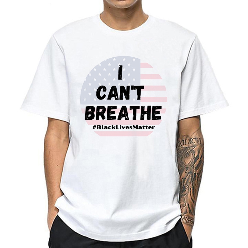 

I Cant Breathe T Shirt Man Print T-Shirts Artwork Pure Cotton Men' t-shirt Tees Print Tops Black Lives Matter, Beige