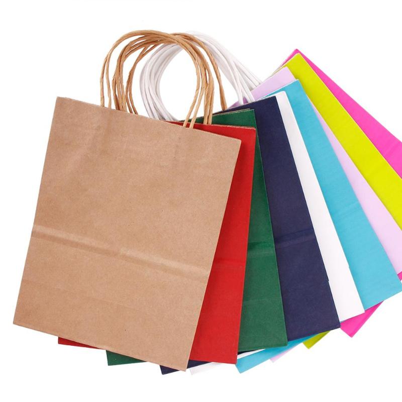 

21*11*27cm Party Paper Carrier Bags Kraft Paper Wedding Treat Gift Bag With Handles Recyclable Loot Bag