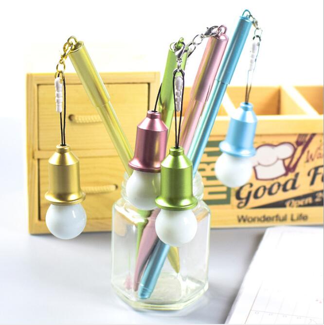 

Creative Light Bulb Dust Stopper Cartoon Black Ink 0.38mm Gel Pens Lamplight Students Gel-Pen Writing Supplies Office & School HA414