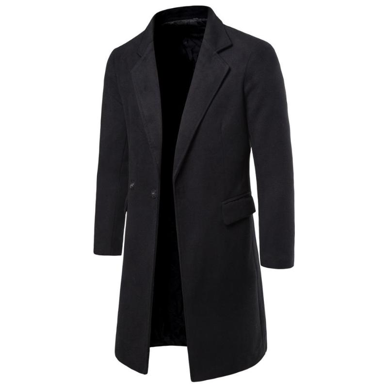 

2020 Autumn Winter New Man Wool Blends Long Coat Jacket Male Slim Fit Cashmere Overcoats Outerwear, As pic