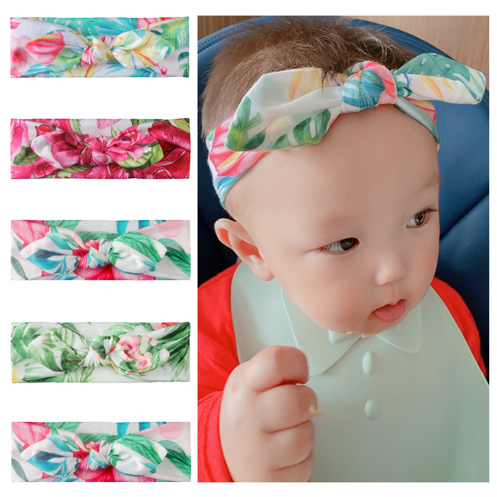 

Children's printed rabbit ear hair band baby bohemian fresh floral hair band