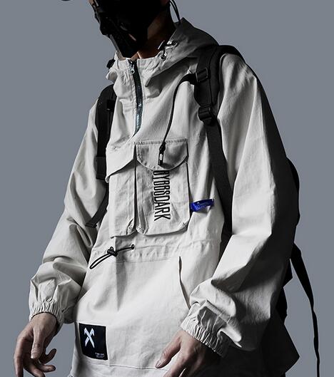 

Japen style Hooded Streetwear Jackets Men women Printing hip hop Pullover Jacket Fashion Coat Men Hip Hop Jacket Men, Khaki