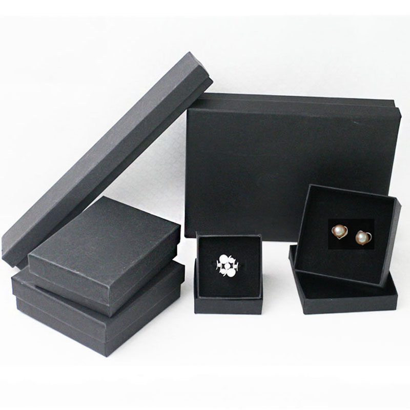 

Black Kraft Packing Boxes Retail Boxes Bag For Bracelet & Necklace & Ring & Ear Nail Box Christmas New Year Gift Customize 6 size Select, Black;white