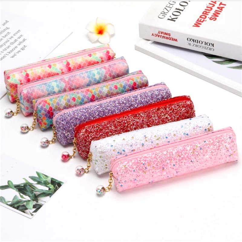 

Fashion sequin laser pencil case with Diamond Colorful Mermaid pen bag stationery pouch for girls school office supplies