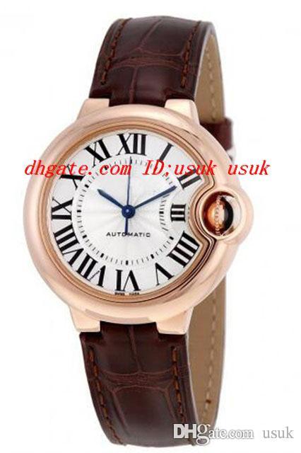 

Luxury Wristwatch Balloon Bleu Silvered Opaline Flinque Dial Brown Leather Lady Watch 33mm Automatic Women Watch Watches, White