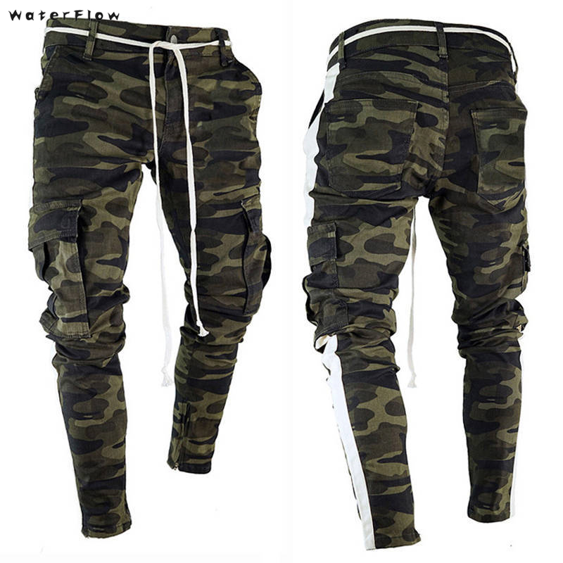 

Fashion Streetwear Men Jeans Jogger Pants Camouflage Pants Loose Big Pocket Cargo Hip Hop Trousers