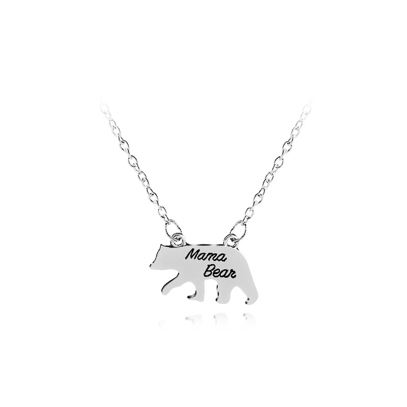 

Pendant Necklaces 30 English Alphabet Mama Baby Bear Animal Letter Enamel Silver Bar Fashion Mother And Daughter Son Necklace