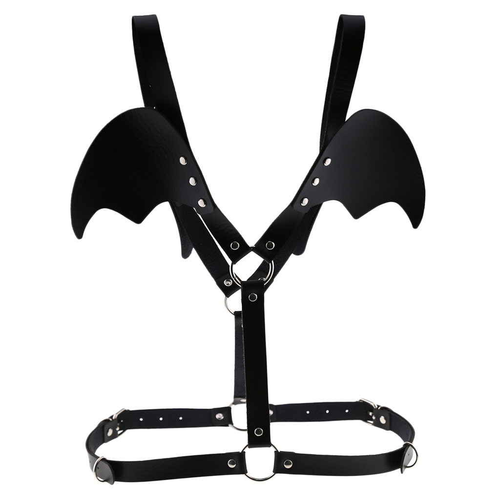 

leather adjustable chest harness steampunk role play rave festival costume, Black;white