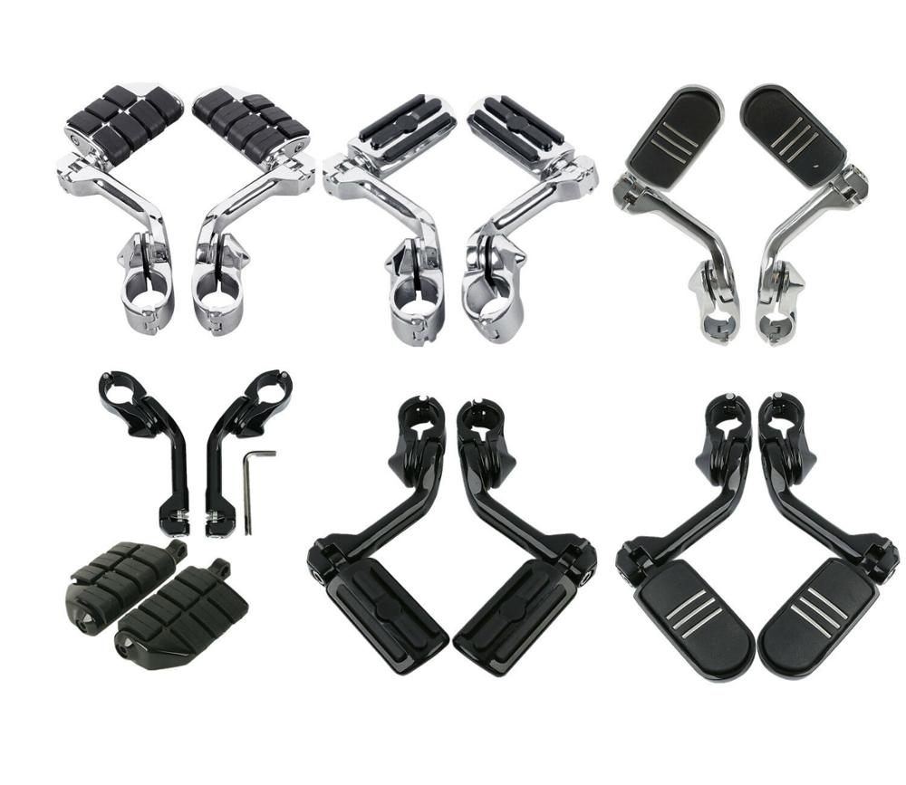 

Motorcycle 1.25" 32mm Long Angled Streamline Footpegs Mount For GL1800