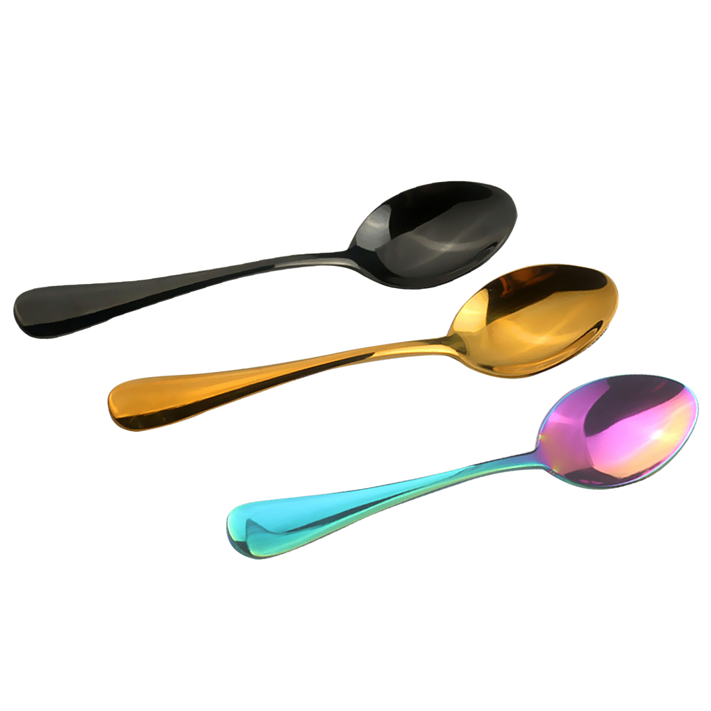 

3pcs stainless steel 14cm teaspoon latte ice cream sundae coffee spoon 3 colors