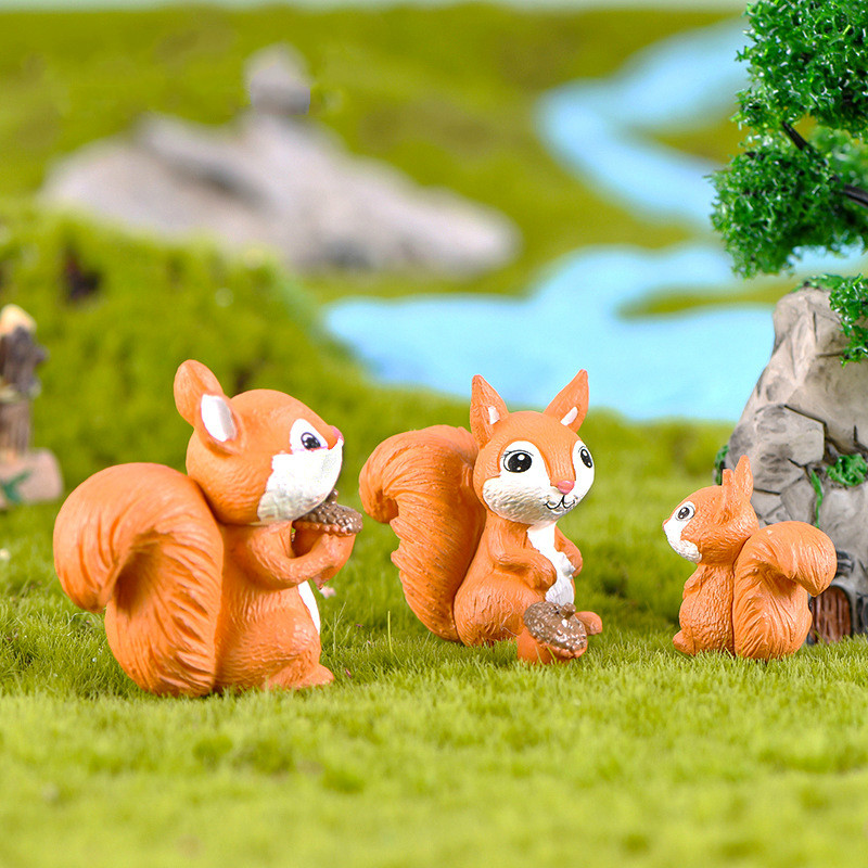 

Orange Squirrel Figurine Miniature Mini Animal Craft Decoration Ornament Indoor Natural Fairy Garden Landscape Bonsai Cacti Accessory DIY