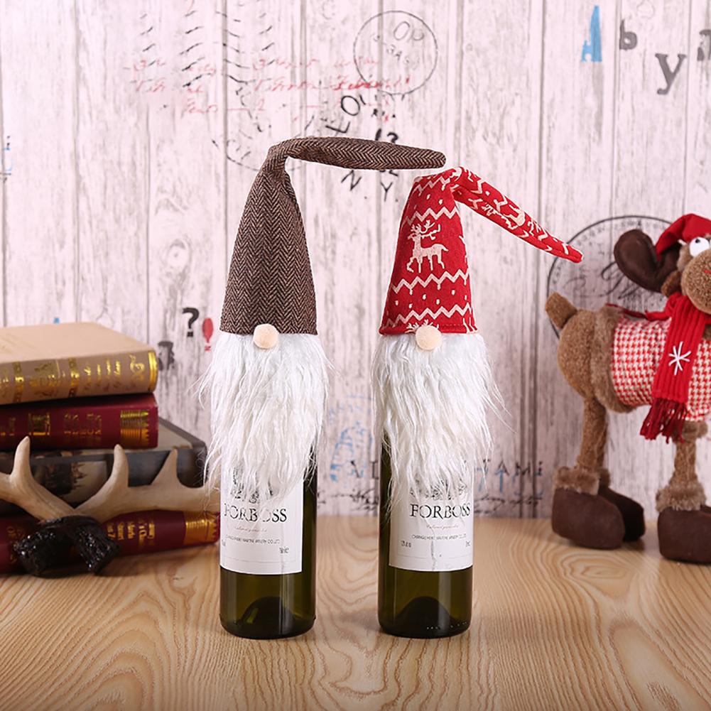 

2019 Red Wine Bottle Cover Bags Decoration Home Party Santa Claus Christmas Packaging Christmas Family Dinner Decor