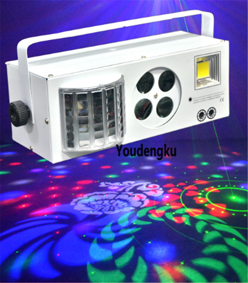 2 pieces remote control Derby Moonflower Effects 4in1 LED Strobe Gobo Laser Light for Stage RG laser Decoration-image-452043981