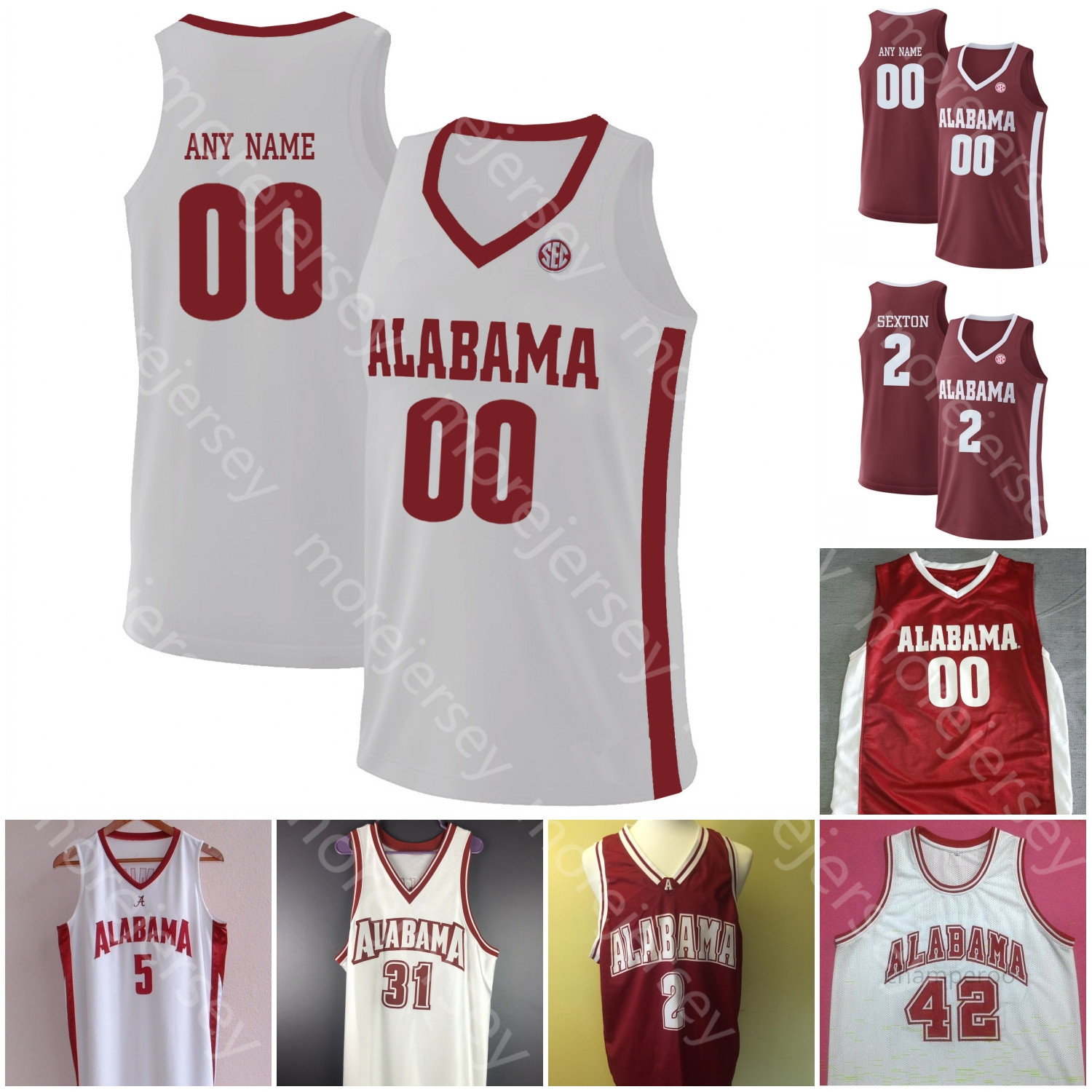 

Alabama Crimson Tide Basketball Jersey NCAA College Sexton Juwan Gary Jahvon Quinerly Alex Tchikou Nimari Burnett JD Davison Charles Bediako, Red 2019