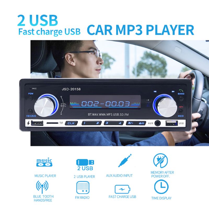 

20158 Auto Stereo 1 Din Car Radio 12v bluetooth FM Aux Input Receiver Car Audio SD USB MP3 MMC WMA Player