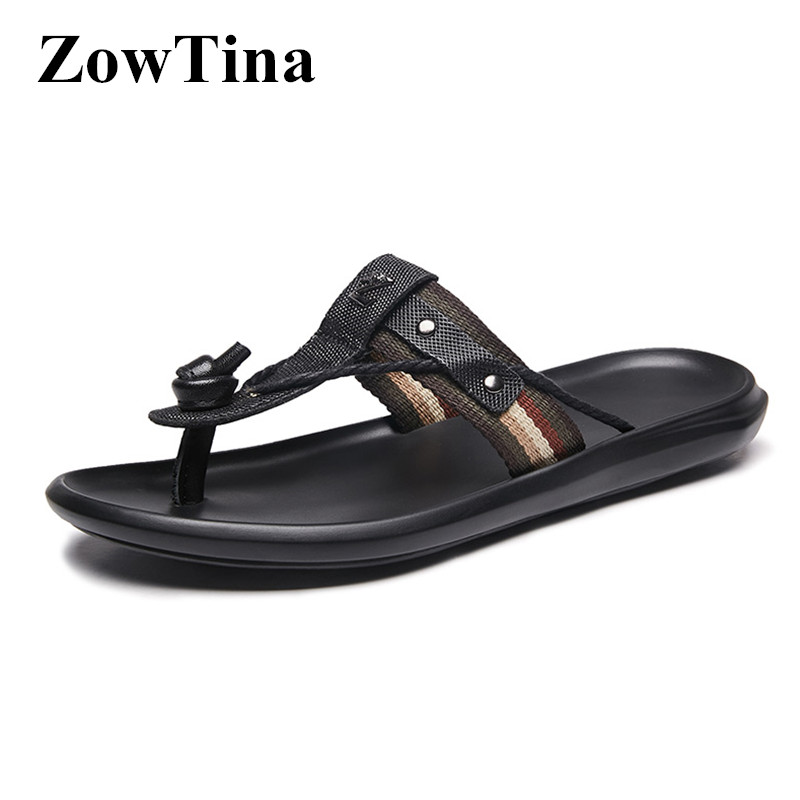 

Casual Fashion Men Flats Slippers Black Real Leather Beach Sport Slide Shoes for Men Size 45 Summer Sandalias Outdoor Flip Flops, As pic