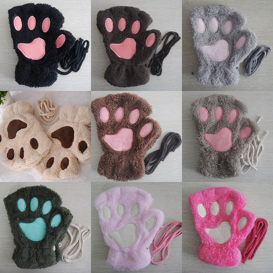 Unisex Winter Fluffy Gloves Mittens Windproof Fleece Plush Gloves with Warm Mitten Cover for Women Girls Boys