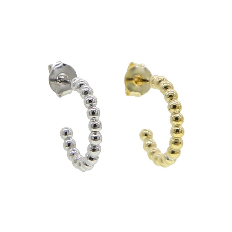 

Hoop & Huggie 925 Sterling Silver Minimalist No Cz Small Beaded Earring For Women Tiny Mini Vermeil Multi Piercing Hoops