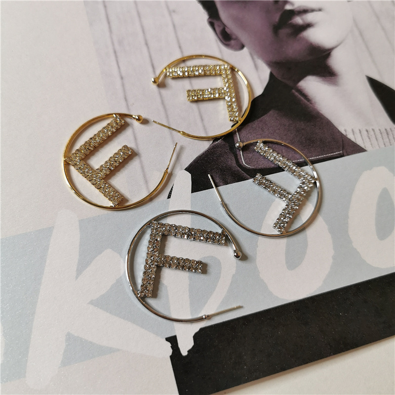 

wholesale famous brand designer earrings letter f jewelry, Golden;silver