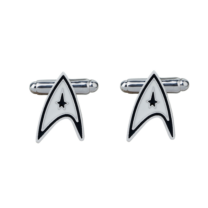 

White and Black Star Tr-ek Ensign Badge Wars Cufflinks for Men