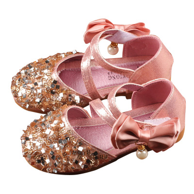 

Kids Designer Princess Shoes Wild Classic Children's Shoes Girls Luxury Flat Shoe Fashion Bright Diamond Leather Shoe Spring 2020, Silver