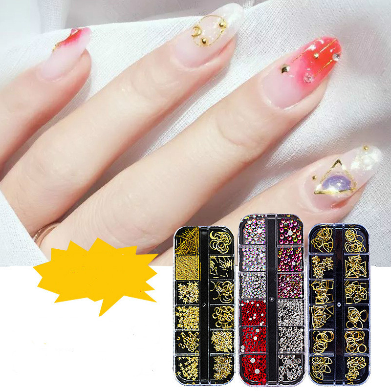 

Nail Star Moon Rivet Jewelry Rhinestone Metal Nail Scrub Rice Grain Hollow Diamond Shell Sea Star Moon Circle