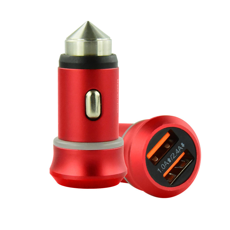 

Metal Dual USB Port Car Charger Universal 2.4A Led Charging Adapter For Samsung S8 Tablet
