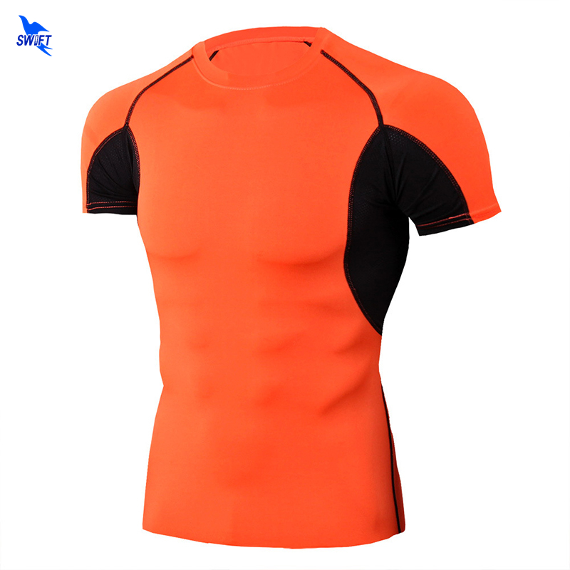 

Breathable Mesh Patchwork Fitness Bodybuilding Compression Shirt Men Rashguard Quick Dry Gym Running T-Shirt Crossfit Sport Tops, Td81