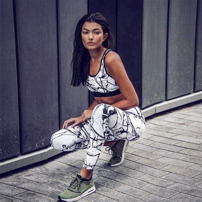 

Womens Clothing 2 Piece Set Women' Trendy Print Sports Yoga Suit Summer New Style Fashion Tracksuit 2 Color Vogue Sweatsuit Hot Sale