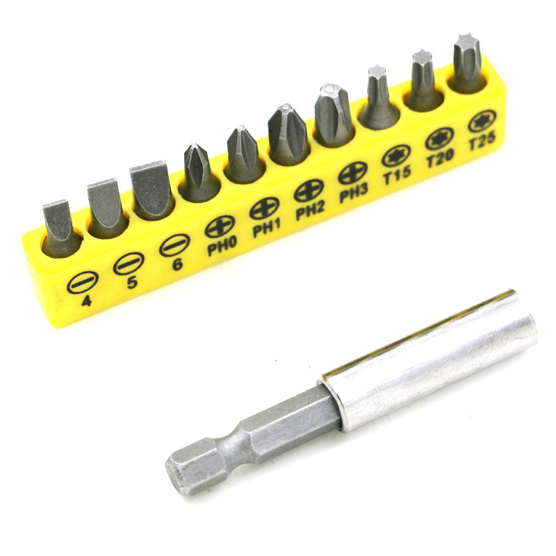 

11pcs 1/4" 6.35mm Electric Screwdriver Word Cross Head Combination Set Charge Drill Extension Rod Batch