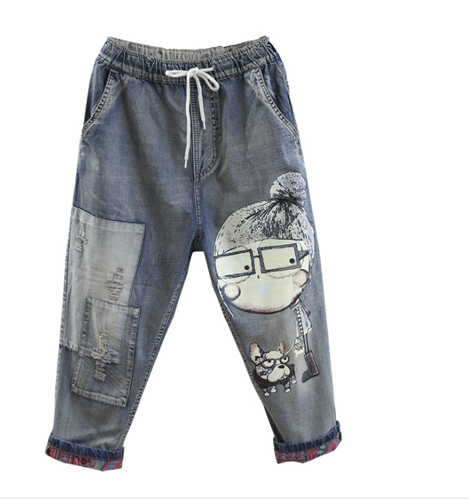 

Blue Gray White Black Feer Ms Haroun Pants Joker Loose Tight Waist Slacks Bk4067