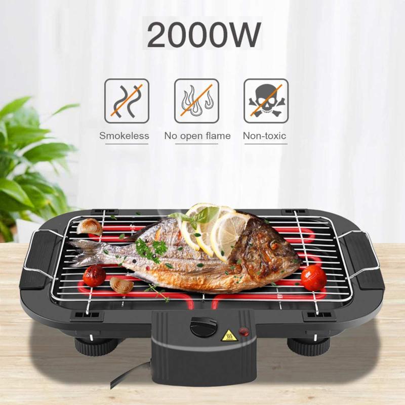 

2000W 220V Portable Smokeless Electric Pan Grill BBQ Stove Electric Griddle Barbecue Large Heating area for Home Outdoor Camping
