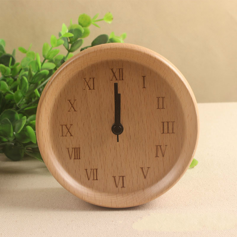 

Modern Simple Wooden Needle Alarm Clock 12cm Creative Desktop Clock Silent Living Room Bedroom Home Office Decor