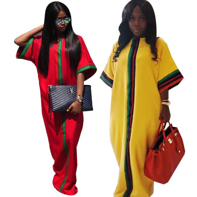 

New Casual Traditional African Long Maxi Dress Summer Digital Printing Half Sleeved Robe Gowns Dresses Loose Plus Size Women Clothing S-2XL, Black;gray