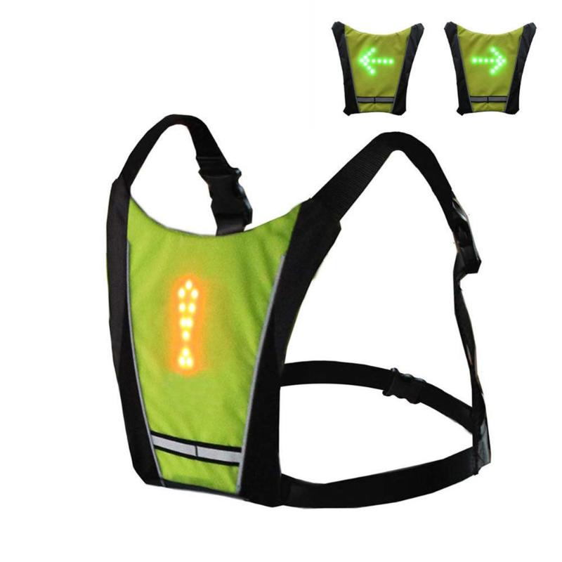 

LED Wireless Cycling Vest Bike Safety LED Turn Signal Light Vest Bicycle Reflective Warning Vests with Remote Control 2019, Green