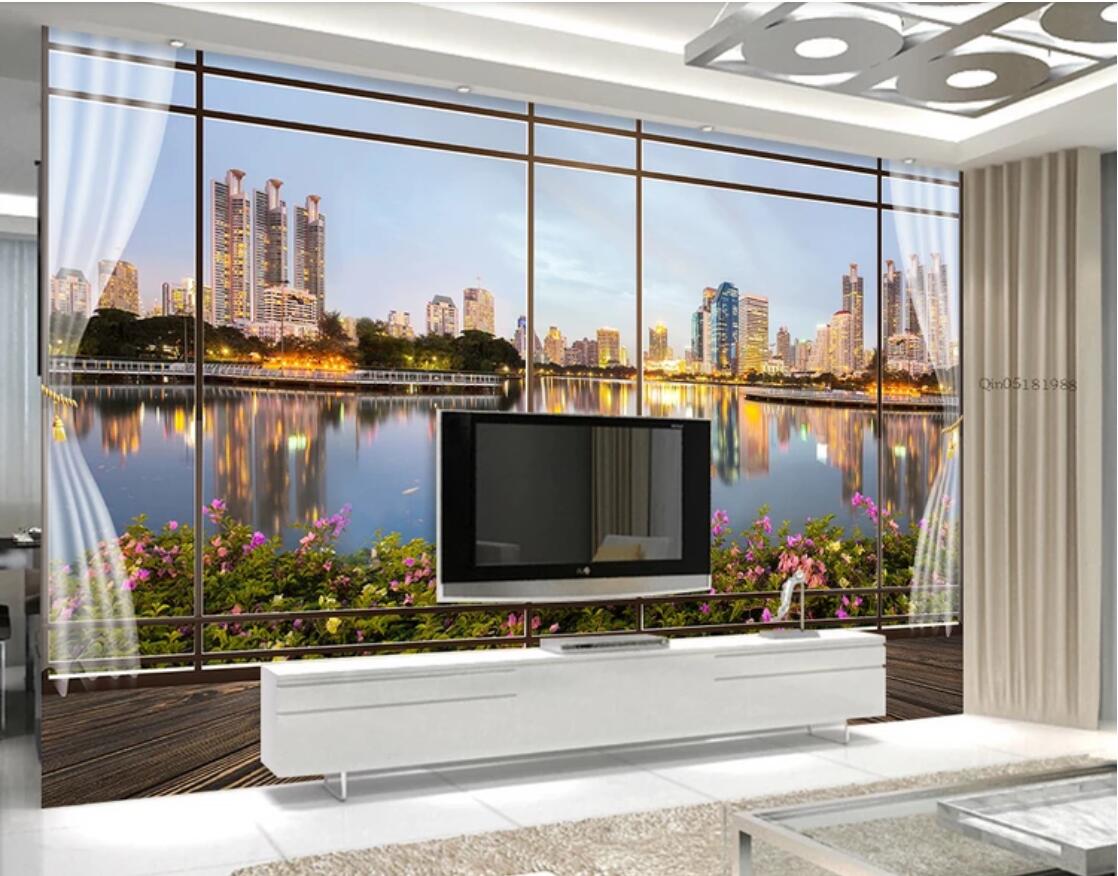 

3d wallpaper custom photo murals European-style 3D stereo window city landscape TV background wall wallpaper for walls 3 d living room, Picture shows
