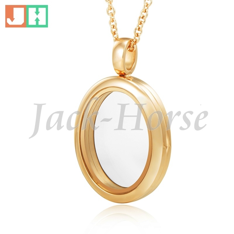 

Newest gold oval locket pendant! 316 stainless steel floating living memory locket necklace T191203