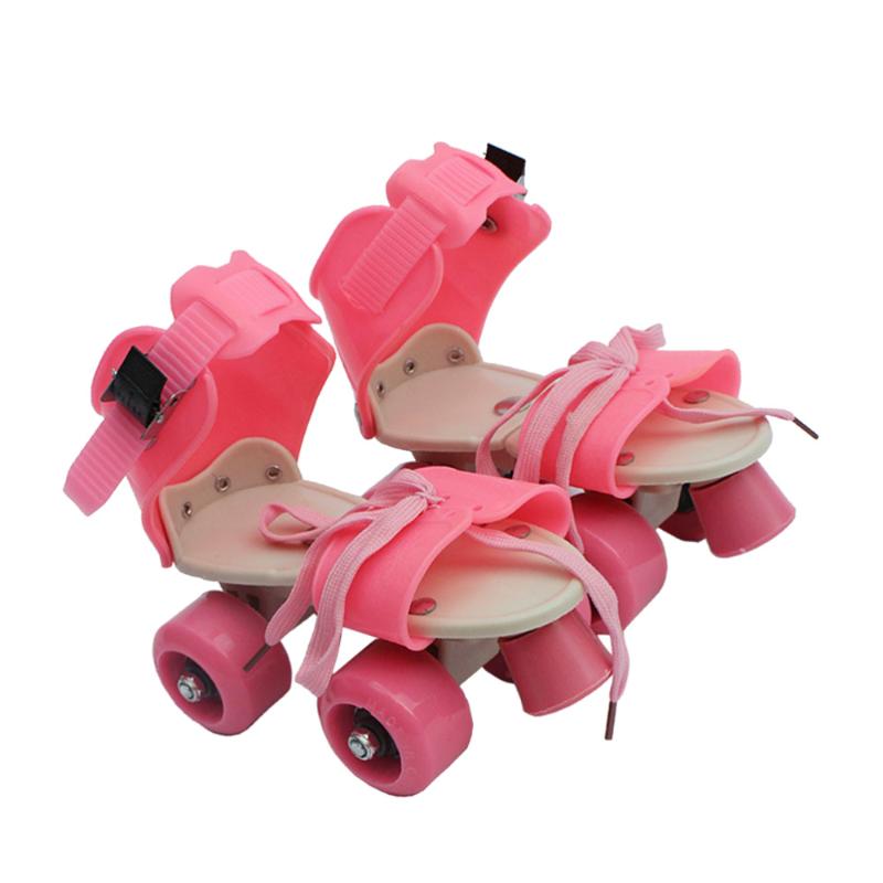 

Children Adjustable Double Row Skating Patins Four Wheels Skates Shoes Children Gifts Size 25-32 (Blue, Pink