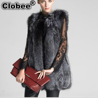 

4XL Plus Size XXXL Faux Fur Vest Sleeveless Fur Coat Colete De Pele Female Long Design Elegant Fall Waistcoat V593, Gray