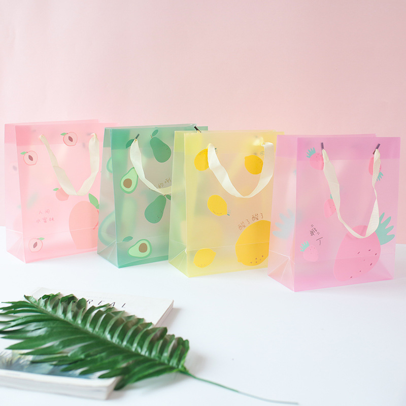 

4PCS/set Cartoon Fruit Gift Bag PVC Translucent Shopping Bag Clothing Boutique Jewelry Gift