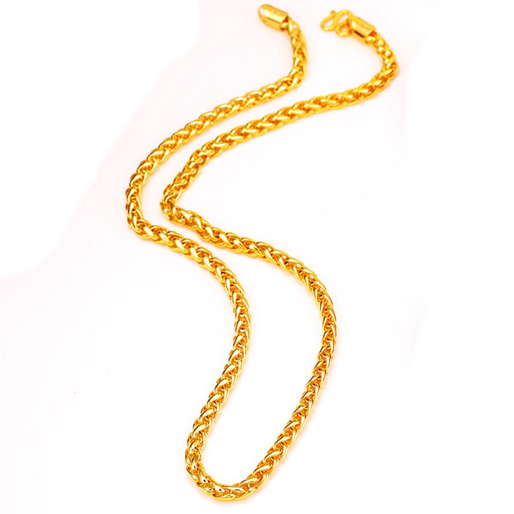 4mm Wide Fashion Byzantine Chain 18k Yellow Gold Filled Classic Mens Womens Necklace Jewelry 60cm Long-image-494354529