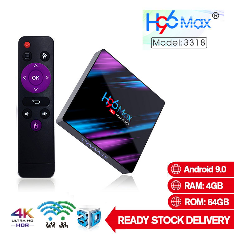 

H96 Max Android 9.0 TV Box RK3318 4GB+32/64GB Dual Wifi 2.4G&5G Bluetooth 4.0 PK TX6 TX3
