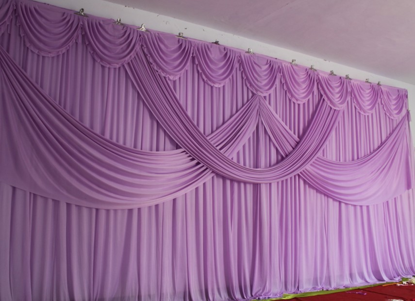 3X6M Romantic Purple Wedding Drape Backdrop Curtain With Swag Pleated For Wedding Event&Party&Banquet Decoratio-image-454807706
